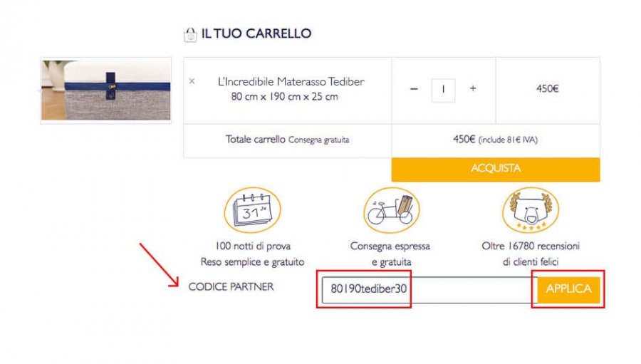 codice sconto tediber